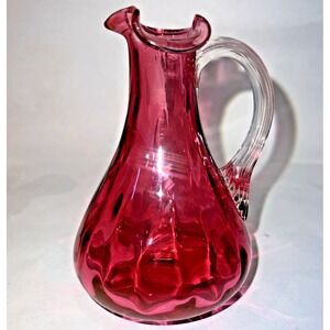 VTG  4.5" Pilgrim‎ Glass Cranberry Coin Dot Cruet